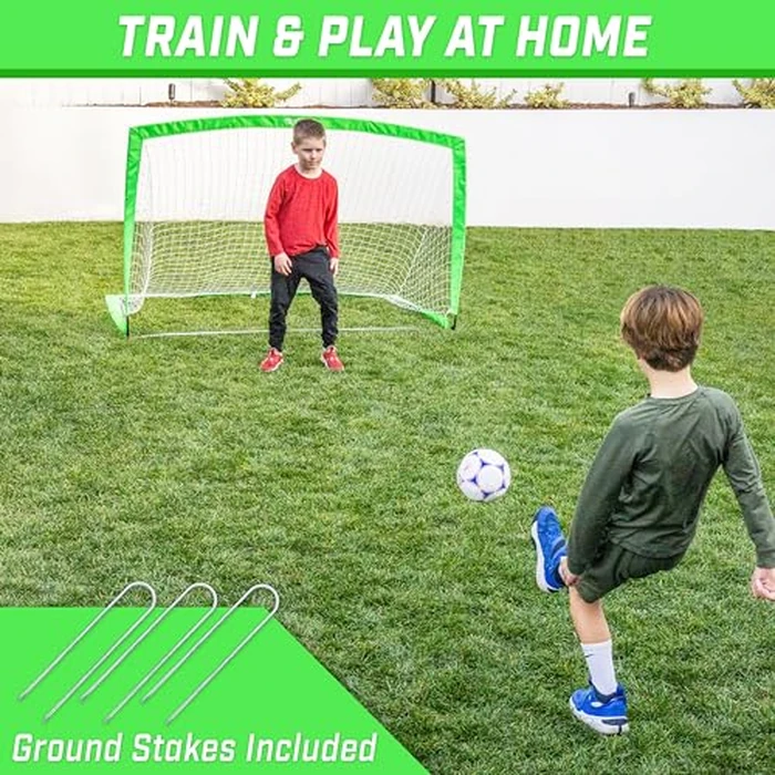 GoSports Team Tone 6 ft x 4 ft Portable Soccer Goal for Kids - Pop Up Net for Backyard - Bright Green by GoSports - Image 2