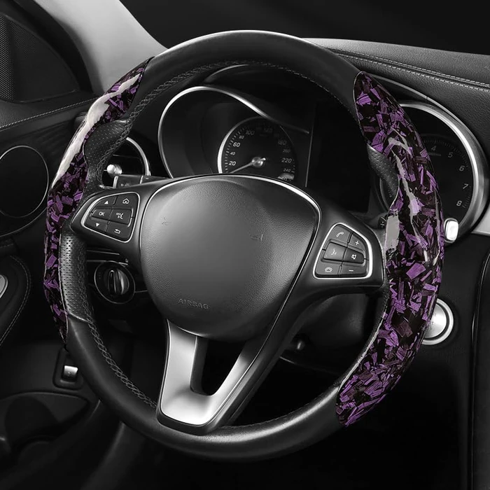 Premium Forged Carbon Fibre Steering Wheel Cover, Universal Fit for O-Shape & D-Shape Wheels, 2-Piece Snap-On Anti-Slip Car Steering Wheel Protector, Odourless & Easy Install by HEHKJDNBY - Used - Very Good condition - US$22.56