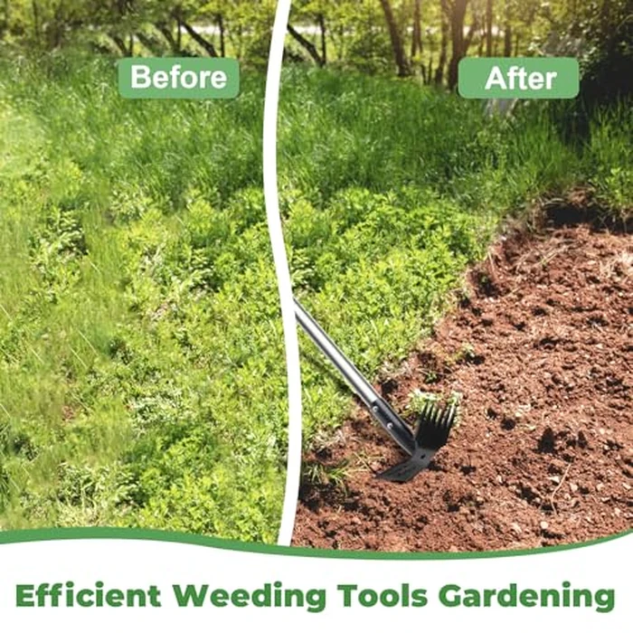 YUJOIBAN Weed Puller Tool with Long Handle, 60" Weed Remover Tool, 2 in 1 Weed Rake & Garden Hoe for Weeding, Weeder Tool with Detachable Handle, Uprooting Weeding Tool for Yard, Lawn, Patio, Garden by YUJOIBAN - Image 6