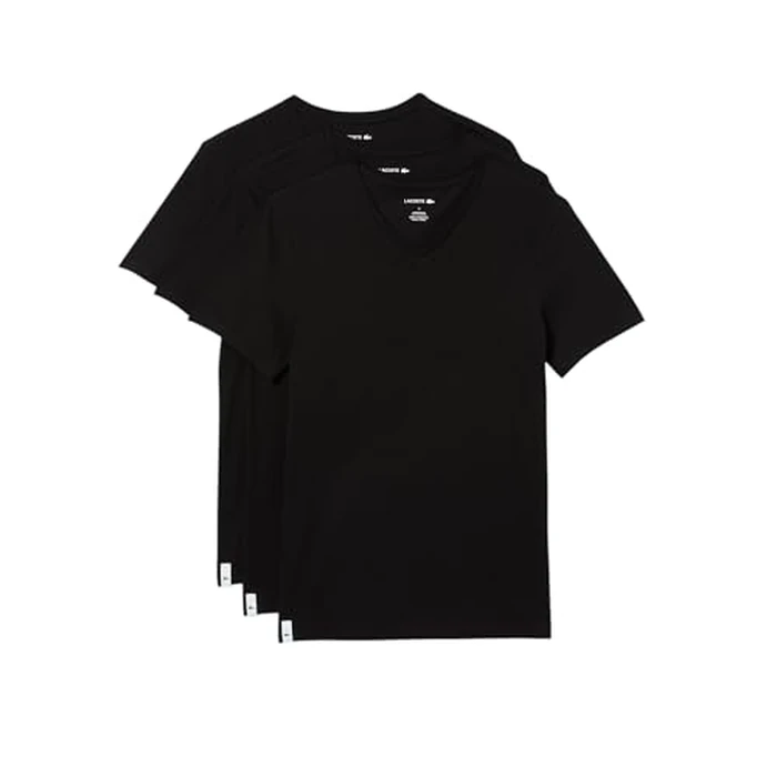 Lacoste Men's 100% Cotton Slim Fit V-Neck Undershirt, 3-pack, Black, Large by Lacoste - Used - Like New condition - US$22.82