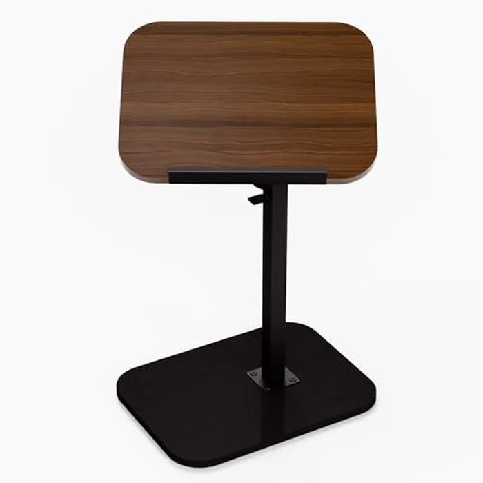 PzewMo C Shaped End Table,17"-31" Adjustable Height,Swivel and Turnable Desktop,Foldable Side Table for Small Spaces (Black Walnut, 40cm x 30cm) by PzewMo - Image 1