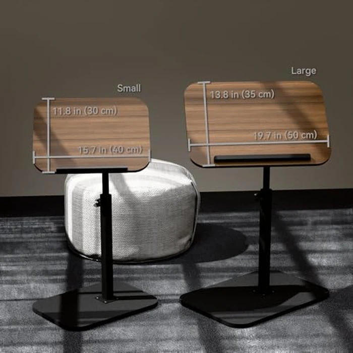 PzewMo C Shaped End Table,17"-31" Adjustable Height,Swivel and Turnable Desktop,Foldable Side Table for Small Spaces (Black Walnut, 40cm x 30cm) by PzewMo - Image 5