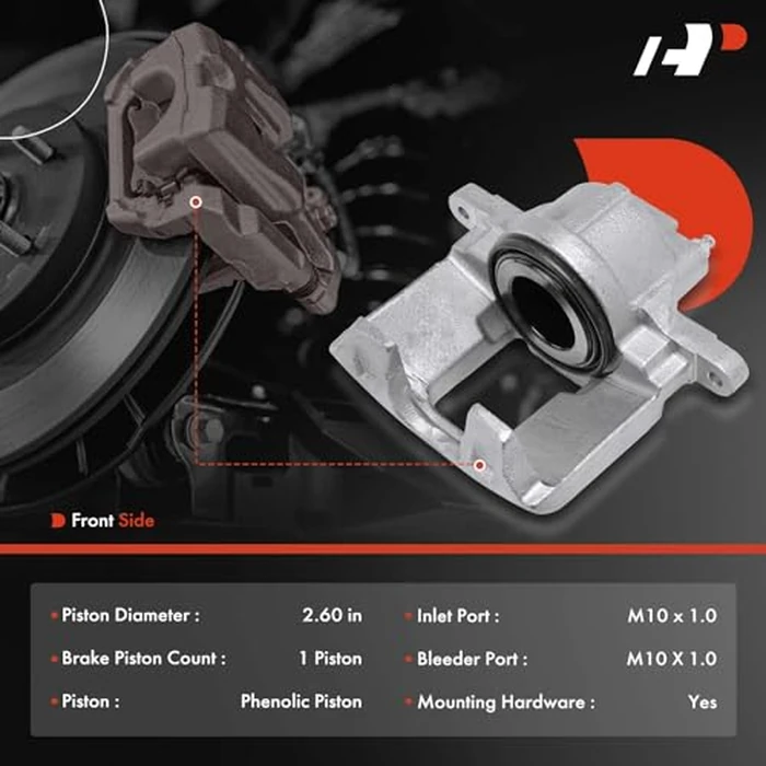 A-Premium Disc Brake Caliper Assembly Without Bracket Compatible with Select Dodge, Jeep, Ram and Volkswagen Models - Grand Caravan, Journey, Town & Country, Wrangler JK, Nitro, Routan, C/V - Front by A-premium - Image 2