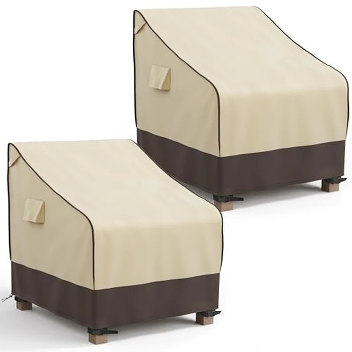 MR. COVER Patio Chair Covers Waterproof, Outdoor Furniture Covers for Rocking & Adirondack Chairs, Fits up to 32"W x 37"D x 36"H, Moisture-proof & UV-protection, Brown & Khaki, 2 Pack by MR. COVER - Used - Like New condition - US$32.39
