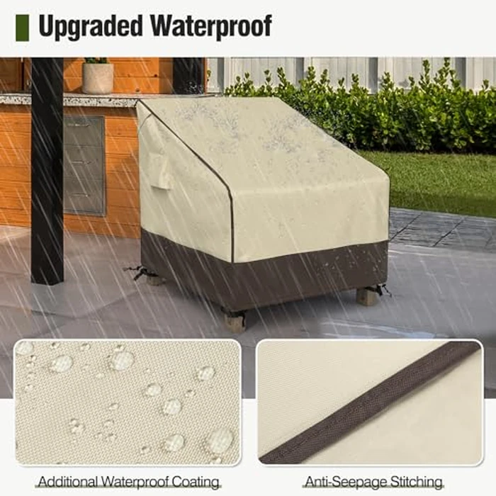 MR. COVER Patio Chair Covers Waterproof, Outdoor Furniture Covers for Rocking & Adirondack Chairs, Fits up to 32"W x 37"D x 36"H, Moisture-proof & UV-protection, Brown & Khaki, 2 Pack by MR. COVER - Image 3