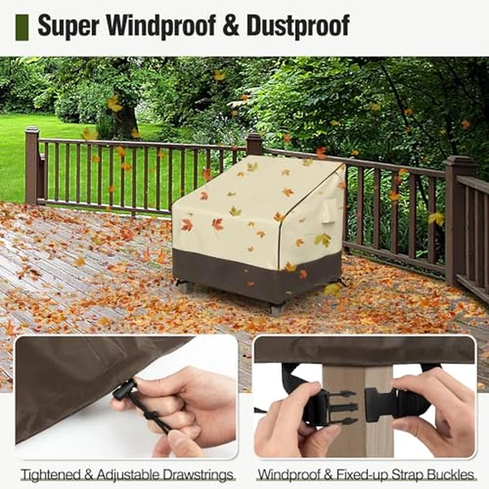 MR. COVER Patio Chair Covers Waterproof, Outdoor Furniture Covers for Rocking & Adirondack Chairs, Fits up to 32"W x 37"D x 36"H, Moisture-proof & UV-protection, Brown & Khaki, 2 Pack by MR. COVER - Image 5