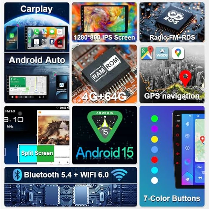 ASURE 4+64G Car Stereo Radio for Mazda 3 2014-2018 Low-end w/o OEM Screen,9” 1280x800 HD Touchscreen, Wireless CarPlay & Android Auto,Android 15,WiFi 6 Dual Band,Bluetooth,Backup Camera by ASURE - Image 3