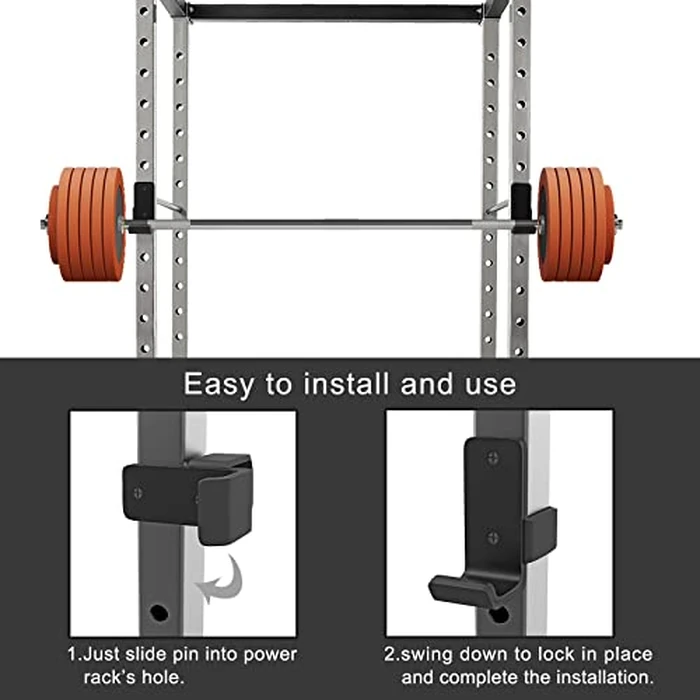 SELEWARE J Hooks for Power Rack, Heavy Duty Barbell J Cups for 2" x 2" Tube Squat Rack with 1" Hole, 1500lbs Capacity, Set of 2 by SELEWARE - Image 7