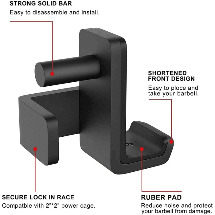 SELEWARE J Hooks for Power Rack, Heavy Duty Barbell J Cups for 2" x 2" Tube Squat Rack with 1" Hole, 1500lbs Capacity, Set of 2 by SELEWARE - Image 8