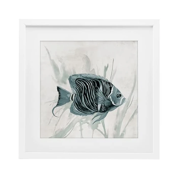 Stupell Industries Something Fishy Aquatic White Framed Print Under Glass design by Jacob Q, 16 x 16 by Stupell Industries - Image 1