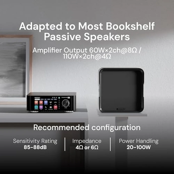 Eversolo Play | Music Streamer with DAC & Amplifier 60Wx2ch(8Ω) / 110Wx2ch(4Ω) | 5.5" LCD Touchscreen, Support Room Correction & Multi Room System, Stream Qobuz, Tidal&More | Black (CD Edition) by EVERSOLO - Image 4