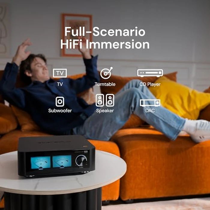 Eversolo Play | Music Streamer with DAC & Amplifier 60Wx2ch(8Ω) / 110Wx2ch(4Ω) | 5.5" LCD Touchscreen, Support Room Correction & Multi Room System, Stream Qobuz, Tidal&More | Black (CD Edition) by EVERSOLO - Image 6