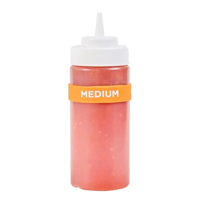 Restaurantware Medium Label Band 10-Pack Fits 16, 20, 24 oz Squeeze Bottles Dishwasher Safe Silicone Squeeze Bottle Accessory Slip-Reducing Band Orange Reusable by Restaurantware - Image 1