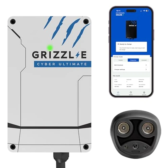 Grizzl-E Ultimate Level 2 Fastest 80A / 19.2 kW Electric Vehicle (EV) Charger, UL Tested and Certified, Metal Case, Indoor/Outdoor Electric Car Fast Charging Station, Hardwired, Cyber, NACS by Grizzl-E - Used - Very Good condition - CA$1051.51