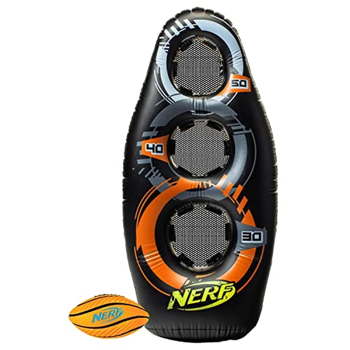 NERF Inflatable Target Set - Proshot Kids Football Blaster Game Set - 50" Standing Pop Up Target, Black/Orange/Gray by Nerf - Image 1