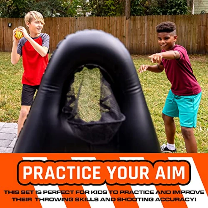 NERF Inflatable Target Set - Proshot Kids Football Blaster Game Set - 50" Standing Pop Up Target, Black/Orange/Gray by Nerf - Image 3