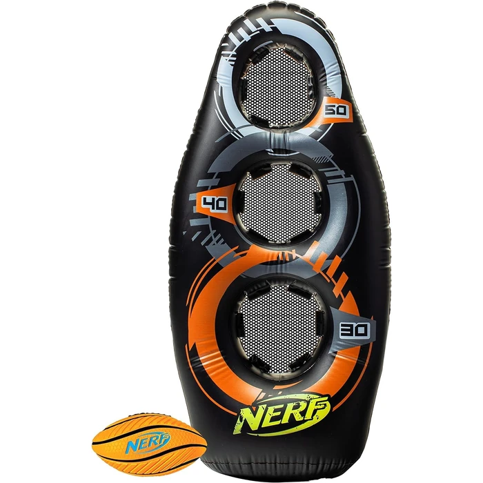 NERF Inflatable Target Set - Proshot Kids Football Blaster Game Set - 50" Standing Pop Up Target, Black/Orange/Gray by Nerf - Image 4