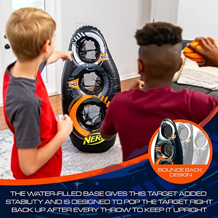 NERF Inflatable Target Set - Proshot Kids Football Blaster Game Set - 50" Standing Pop Up Target, Black/Orange/Gray by Nerf - Image 5