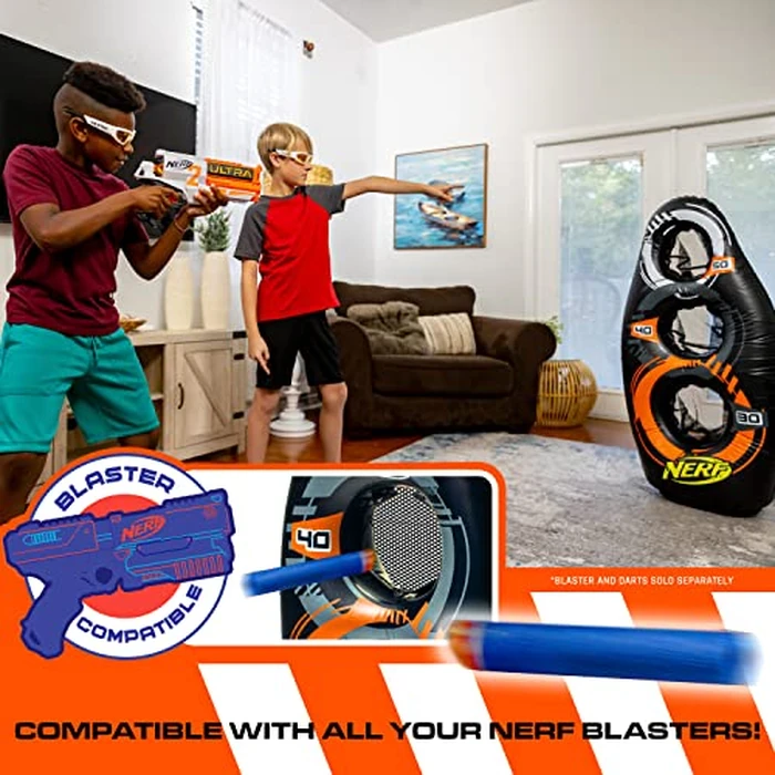 NERF Inflatable Target Set - Proshot Kids Football Blaster Game Set - 50" Standing Pop Up Target, Black/Orange/Gray by Nerf - Image 6
