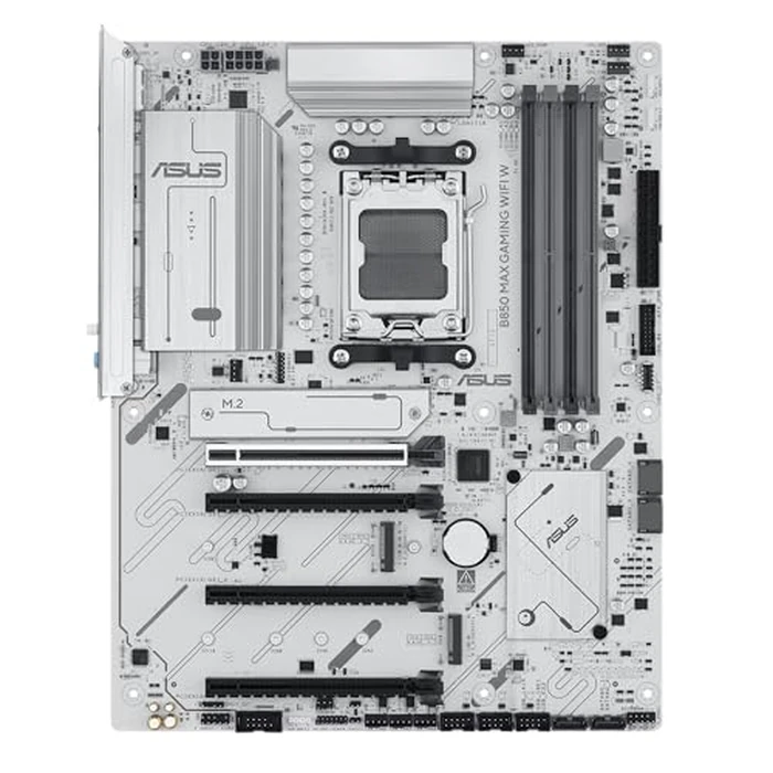 ASUS B850 MAX GAMING WIFI W, AMD ATX Motherboard, 8 + 2 + 1 Power Supply Stage, DDR5, PCIe 5.0 Slot, 3 M.2 Slots, WiFi 6E, Ethernet 2.5 Gb, USB-A, USB-C, HDMI, BIOS Flashback and Aura Sync, White by Asus - Image 2