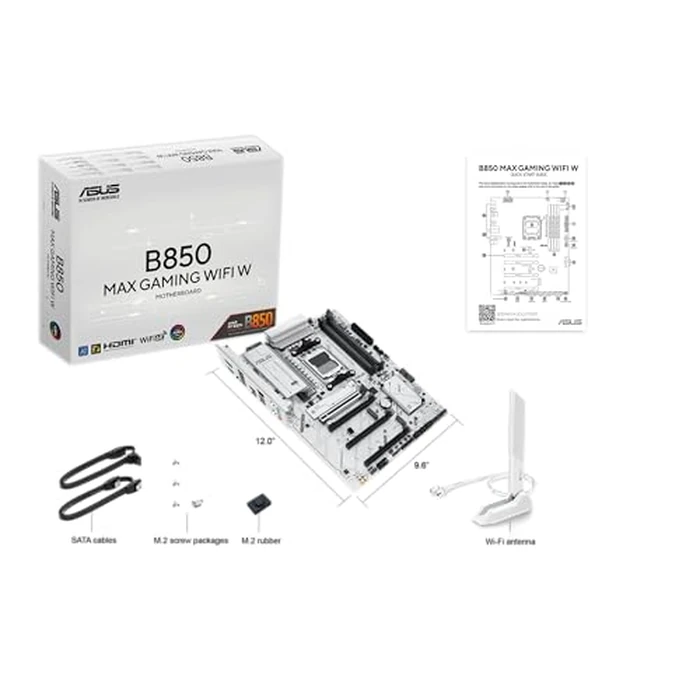 ASUS B850 MAX GAMING WIFI W, AMD ATX Motherboard, 8 + 2 + 1 Power Supply Stage, DDR5, PCIe 5.0 Slot, 3 M.2 Slots, WiFi 6E, Ethernet 2.5 Gb, USB-A, USB-C, HDMI, BIOS Flashback and Aura Sync, White by Asus - Image 5