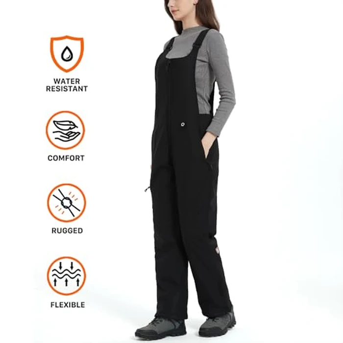 WUSTENKATZE Women's Heated Insulated Bib Overalls with Battery Pack, Black, X-Large by WUSTENKATZE - Image 2