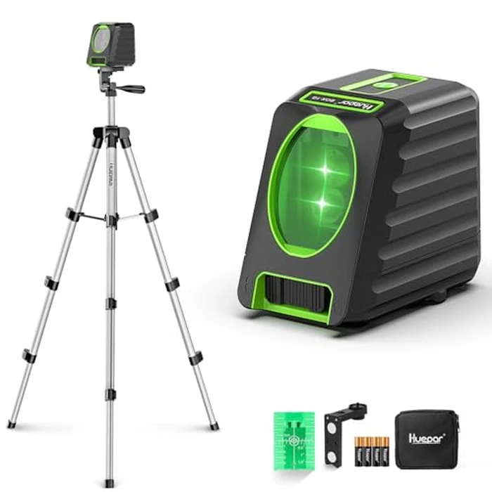 Laser Level with 40in Tripod, Huepar 150 degrees/150Ft Self Leveling Lazer Leveler Tool with Pulse Mode (197Ft), Switchable Green Cross Line for Picture Hanging, Tile, DIY/Construction Project by Huepar - Image 1