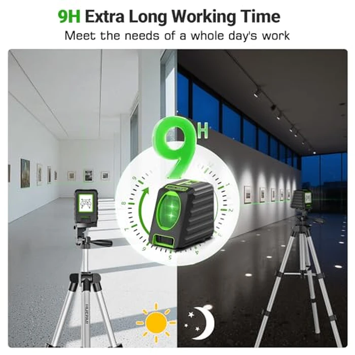 Laser Level with 40in Tripod, Huepar 150 degrees/150Ft Self Leveling Lazer Leveler Tool with Pulse Mode (197Ft), Switchable Green Cross Line for Picture Hanging, Tile, DIY/Construction Project by Huepar - Image 7