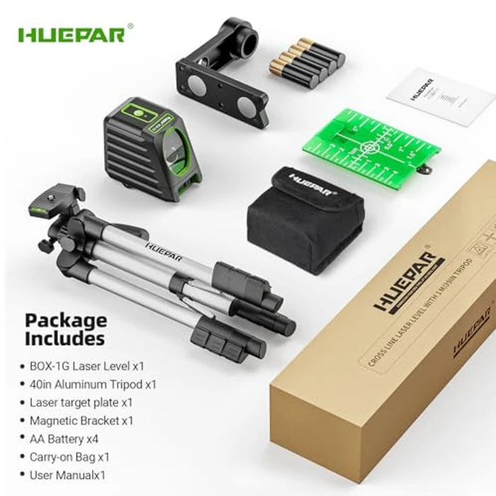 Laser Level with 40in Tripod, Huepar 150 degrees/150Ft Self Leveling Lazer Leveler Tool with Pulse Mode (197Ft), Switchable Green Cross Line for Picture Hanging, Tile, DIY/Construction Project by Huepar - Image 9