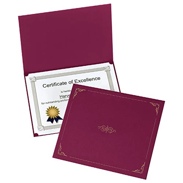 Oxford Certificate Holders, Burgundy Diploma Holders, Letter Size, 25 per Pack (299585) by Tops - Image 1