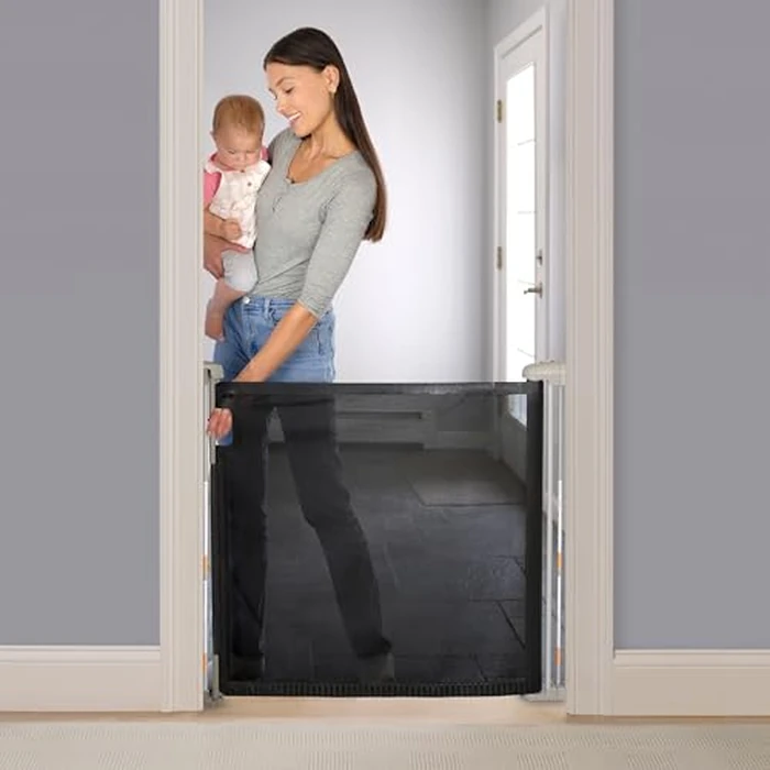 Summer by Ingenuity The Thruway 52W Series Pet and Baby Retractable Gate with Tuck Away Mesh, Fits Openings up to 52" Wide, 30" Tall, Hardware Mounted, Install on Wall in Doorway, Hallway or Bottom of Stairs - Black by Ingenuity - Image 7