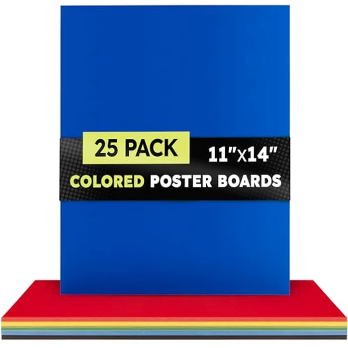 Hygloss Medium Colored Poster Board 11x14-25 Assorted Standard Color Poster Boards Bulk Pack - Red, Yellow, Green, Blue, Black - 10 Pt. Thickness Poster Board Paper, Posterboard Multipack 11" x 14" by Hygloss - Image 7