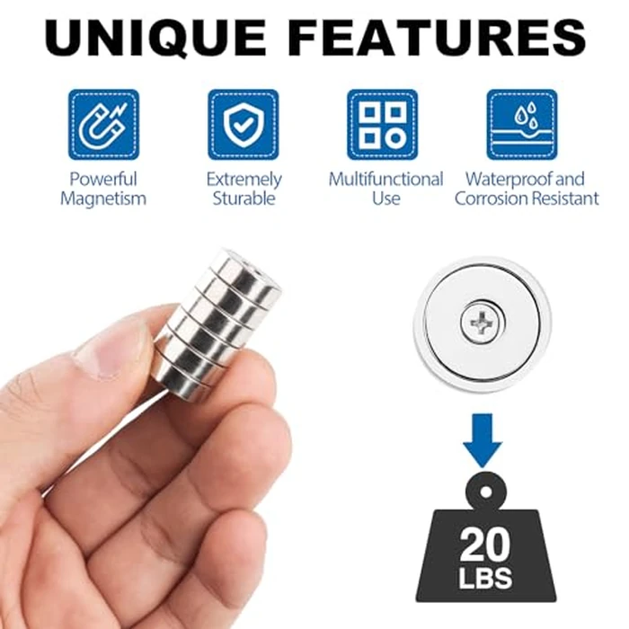LOVIMAG 36Pcs Neodymium Cup Magnets, 20lbs Strong Rare Earth Magnets, Waterproof Pot Magnet with Countersunk and Screw Ideal for Tool Room,Science,Craft,Office-0.63x0.19inch by LOVIMAG - Image 3