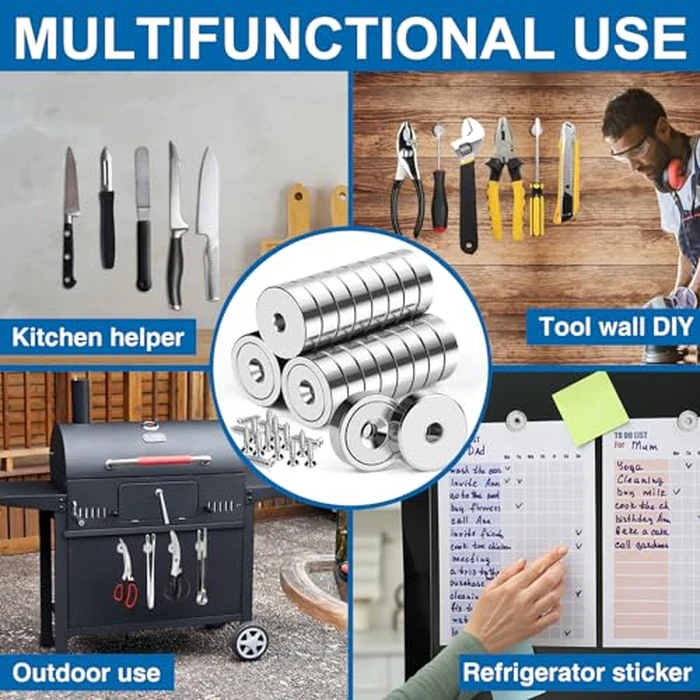 LOVIMAG 36Pcs Neodymium Cup Magnets, 20lbs Strong Rare Earth Magnets, Waterproof Pot Magnet with Countersunk and Screw Ideal for Tool Room,Science,Craft,Office-0.63x0.19inch by LOVIMAG - Image 5