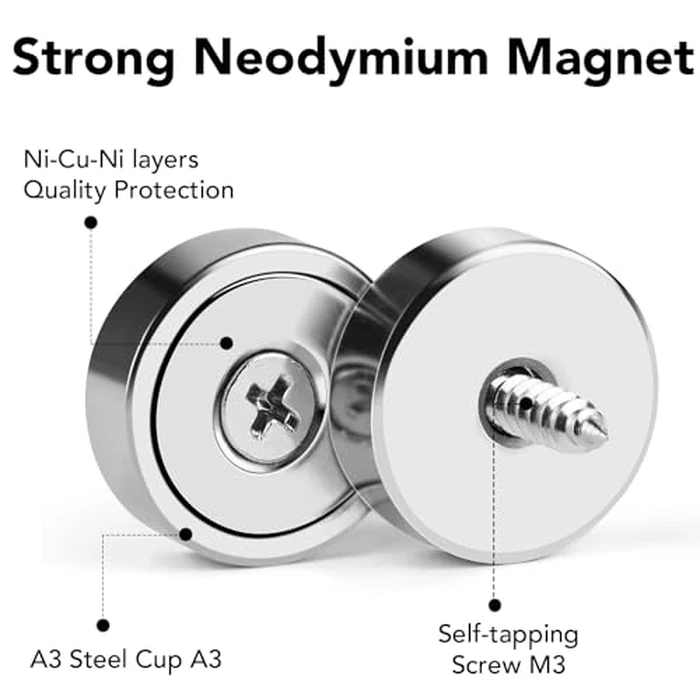 LOVIMAG 36Pcs Neodymium Cup Magnets, 20lbs Strong Rare Earth Magnets, Waterproof Pot Magnet with Countersunk and Screw Ideal for Tool Room,Science,Craft,Office-0.63x0.19inch by LOVIMAG - Image 6