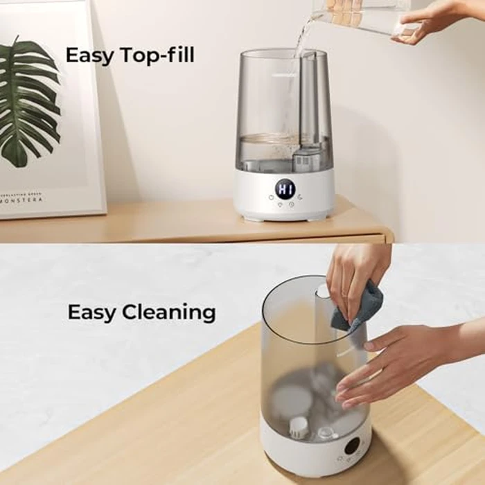 Homvana Humidifiers for Bedroom Home, 3.6 L Cool Mist Top-Fill 34H Super Long Time, Quiet 16dB, Baby Humidifier, Oil Diffuser Large, Plants, Nursery, Office BPA FREE, 7 Color Light (Grey) by Homvana - Image 5