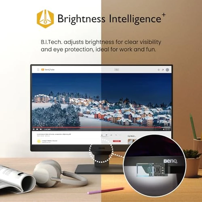 BenQ GW2490 24" Computer Monitor 100Hz FHD 1920x1080p IPS Eye-Care Tech VESA Mount Thin Bezel Low Blue Light Adaptive Brightness Wall Mount Built-in Speakers DisplayPort HDMI Port2 by BenQ - Image 2