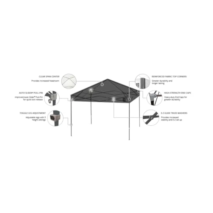 E-Z UP Ambassador Instant Pop Up Canopy Tent, 10' x 10', Roller Bag and 4 Piece Spike Set, Steel Gray by E-Z UP - Image 2
