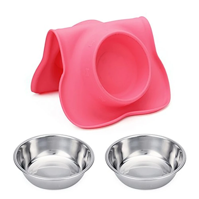 Hubulk Pet Dog Bowls 2 Stainless Steel Dog Bowl with No Spill Non-Skid Silicone Mat + Pet Food Scoop Water and Food Feeder Bowls for Feeding Small Medium Large Dogs Cats Puppies (S, Pink) by Hubulk - Image 7