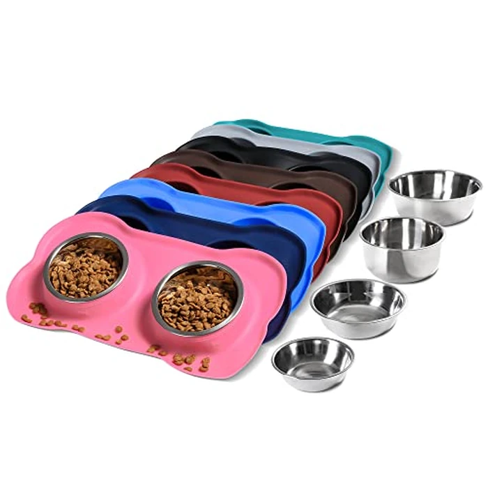 Hubulk Pet Dog Bowls 2 Stainless Steel Dog Bowl with No Spill Non-Skid Silicone Mat + Pet Food Scoop Water and Food Feeder Bowls for Feeding Small Medium Large Dogs Cats Puppies (S, Pink) by Hubulk - Image 8