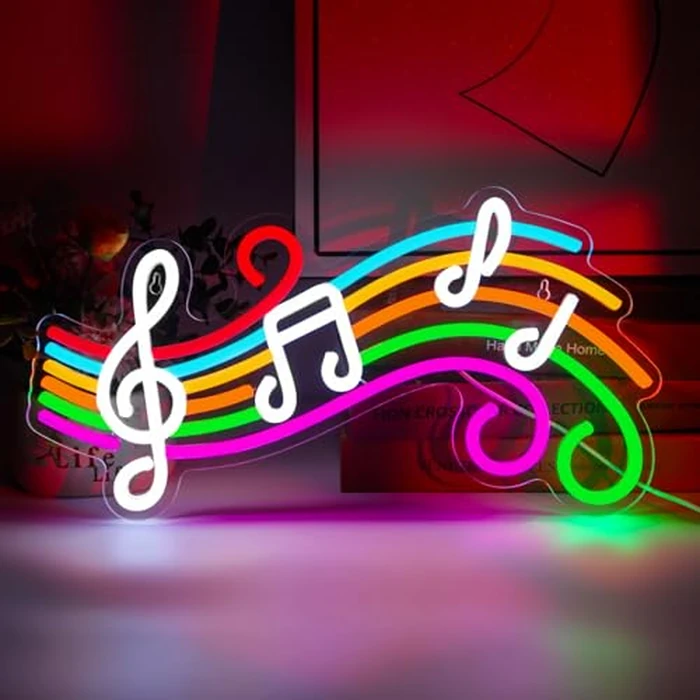 Music Neon Sign Dimmable Musical Note Staff LED Music Neon Light for Bedroom Wall Decor Music Studio Party Birthday Christmas Gifts Kids by Gevbay - Used - Like New condition
