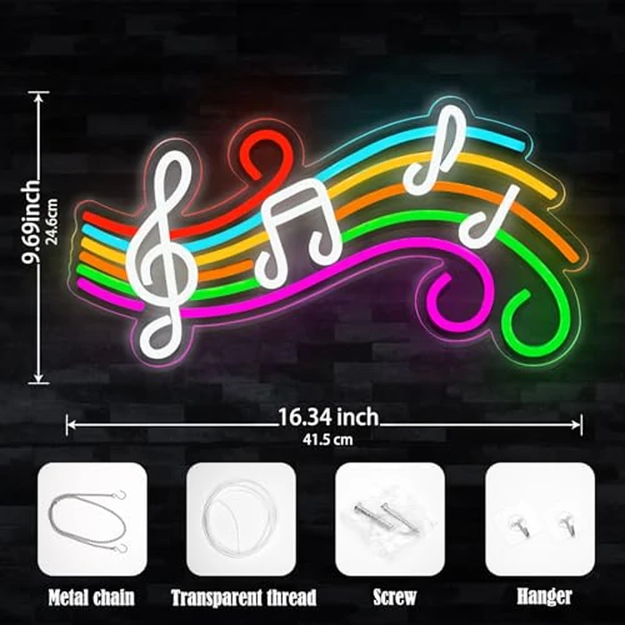 Music Neon Sign Dimmable Musical Note Staff LED Music Neon Light for Bedroom Wall Decor Music Studio Party Birthday Christmas Gifts Kids by Gevbay - Image 3