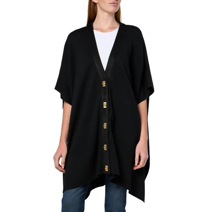 Trina Turk Sapphire Poncho, Black, O/S by Trina Turk - Image 1