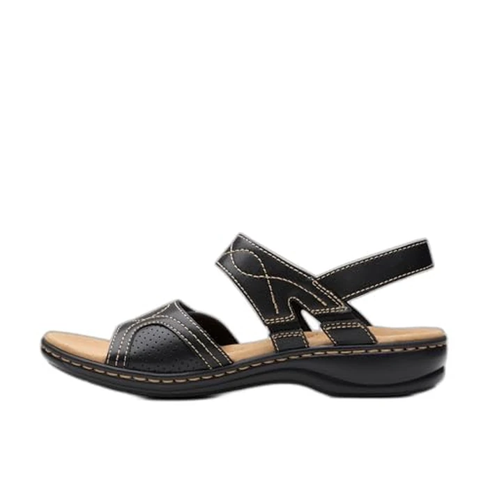 Clarks Collection Women's Leisa Meadow Sandal, Black Leather, 8 N US by Clarks - Image 1
