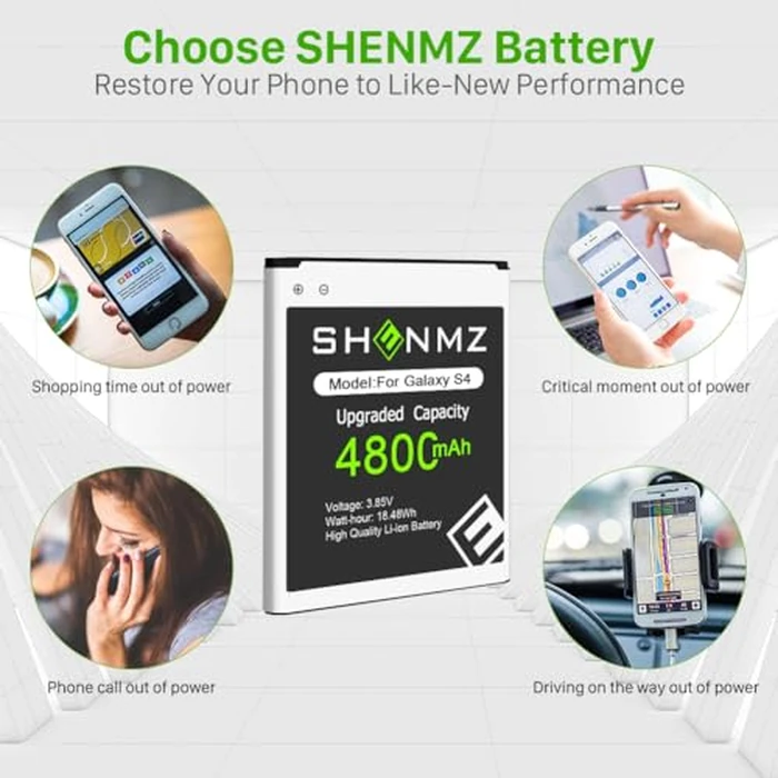 Galaxy S4 Battery, [Upgraded] 4800mAh Li-Polymer EB-B600BE Replacement Battery for Samsung Galaxy S4 EB-B600BE,AT&T I337,Verizon I545,Sprint L720,T-Mobile M919,R970,I9500,I9505 by SHENMZ - Image 2