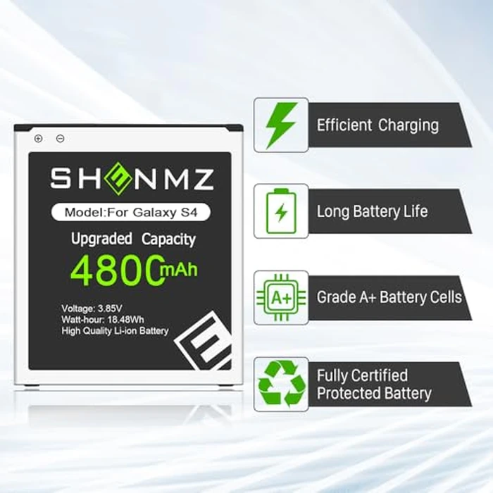 Galaxy S4 Battery, [Upgraded] 4800mAh Li-Polymer EB-B600BE Replacement Battery for Samsung Galaxy S4 EB-B600BE,AT&T I337,Verizon I545,Sprint L720,T-Mobile M919,R970,I9500,I9505 by SHENMZ - Image 4