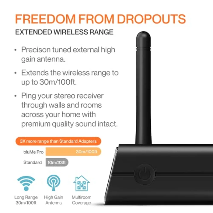 Auris Blume Pro HiFi Bluetooth 5.3 Music Receiver Long Range Bluetooth Adapter with Audiophile DAC, LDAC, aptX HD, OLED Display & Optical Coaxial AUX Output for Home Stereo, AV Receiver or Amplifier by Auris - Image 6