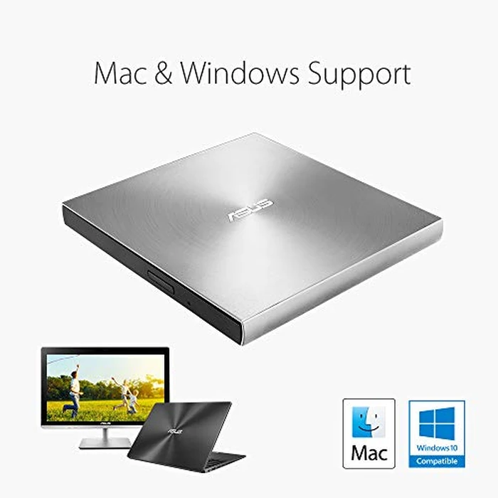 ASUS SDRW-08U9M-U/SIL/G/AS/P2G 13mm External DVD Writer, Compatible with USB 2.0 and Type-C for Both Mac/PC by Asus - Image 4