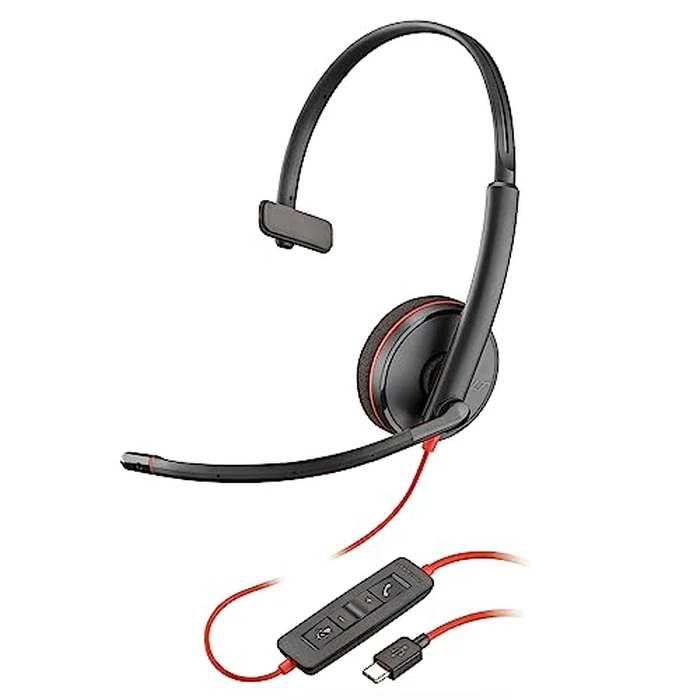 Poly Blackwire 3210 Wired Headset (Plantronics) - Noise-Canceling Mic - Single-Ear Design - Connect to PC/Mac via USB-C or USB-A - Works w/Teams, Zoom - Amazon Exclusive by POLY - Used - Acceptable condition