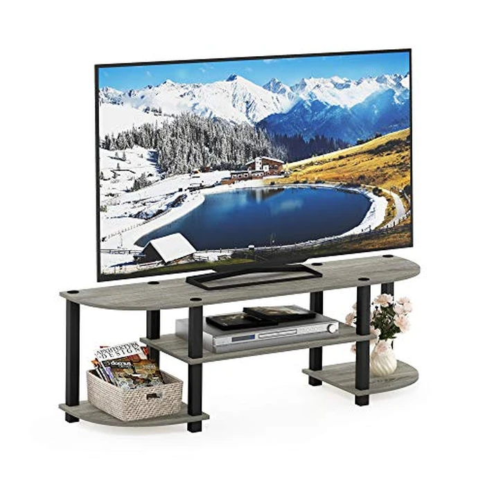 Furinno TURN-S-TUBE TV Stand, Wide Entertainment Center, TV Console for TV up to 55 Inch, for Living Room, Bedroom, Oak Grey by Furinno - Used - Very Good condition - US$35.55